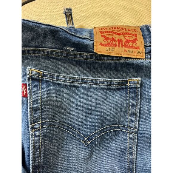 Levi Strauss 514 Straight‎ Fit Blue Denim Jeans Men's Size 40x30 - Picture 9 of 12